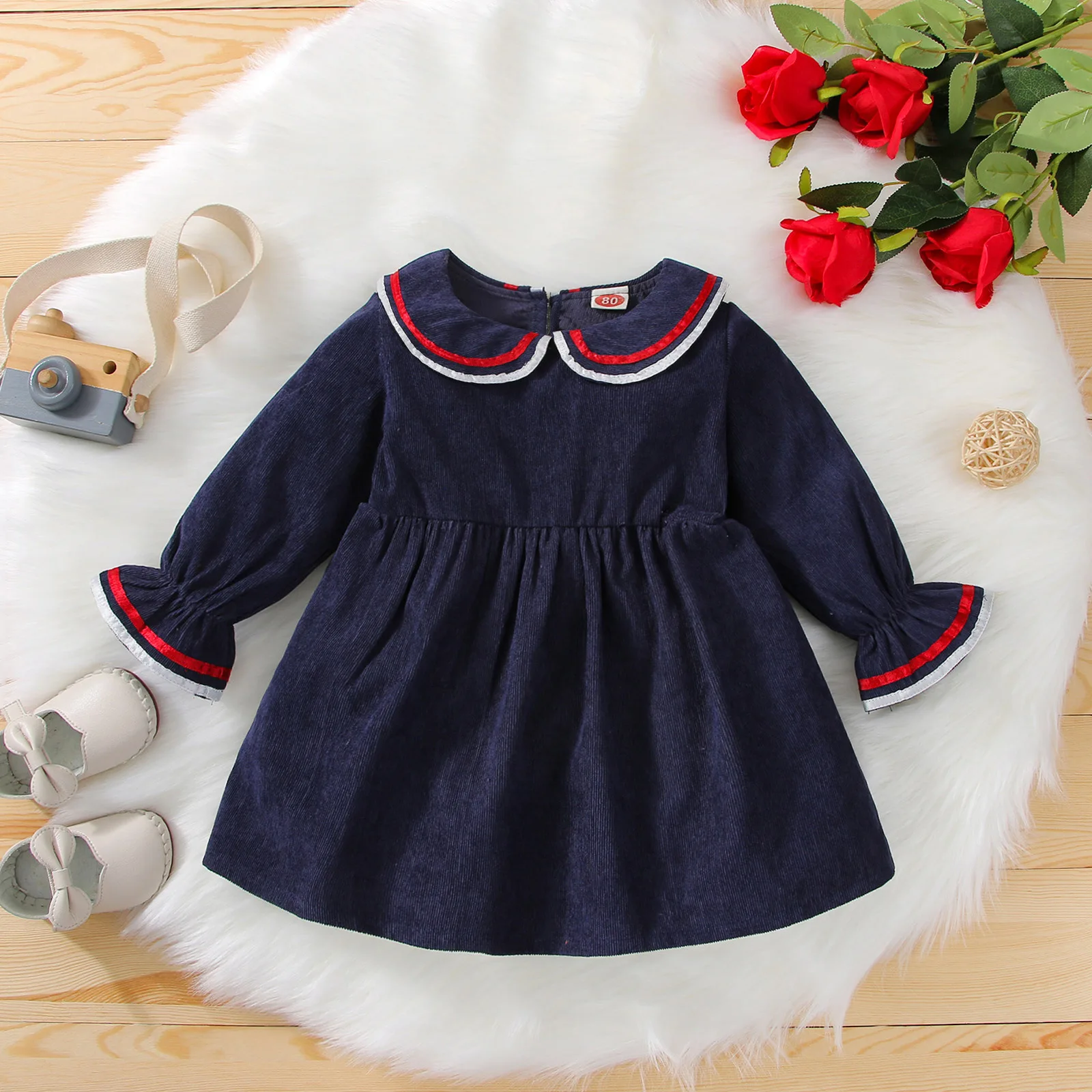 

Осенне-зимнее Повседневное платье для маленьких девочек с длинным рукавом и листьями лотоса, Одежда для младенцев на день рождения, платье ...