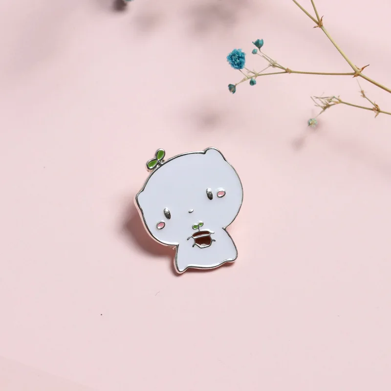 Женская Брошь в виде белого медведя эмалированная брошь форме мультяшного