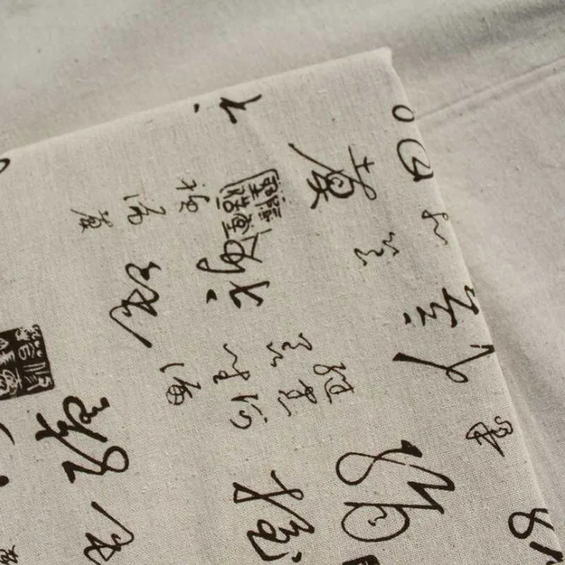 Винтажная конопляная льняная ткань с китайскими иероглифами сделай сам для