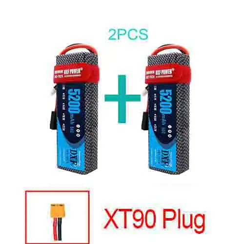 Аккумулятор DXF 7,4 V 22,2 V 6S 2S 5200mah 6000mAh 50C Burst 100C для радиоуправляемого автомобиля квадрокоптера вертолета самолета - Цвет: 2PCS5200HARDXT90