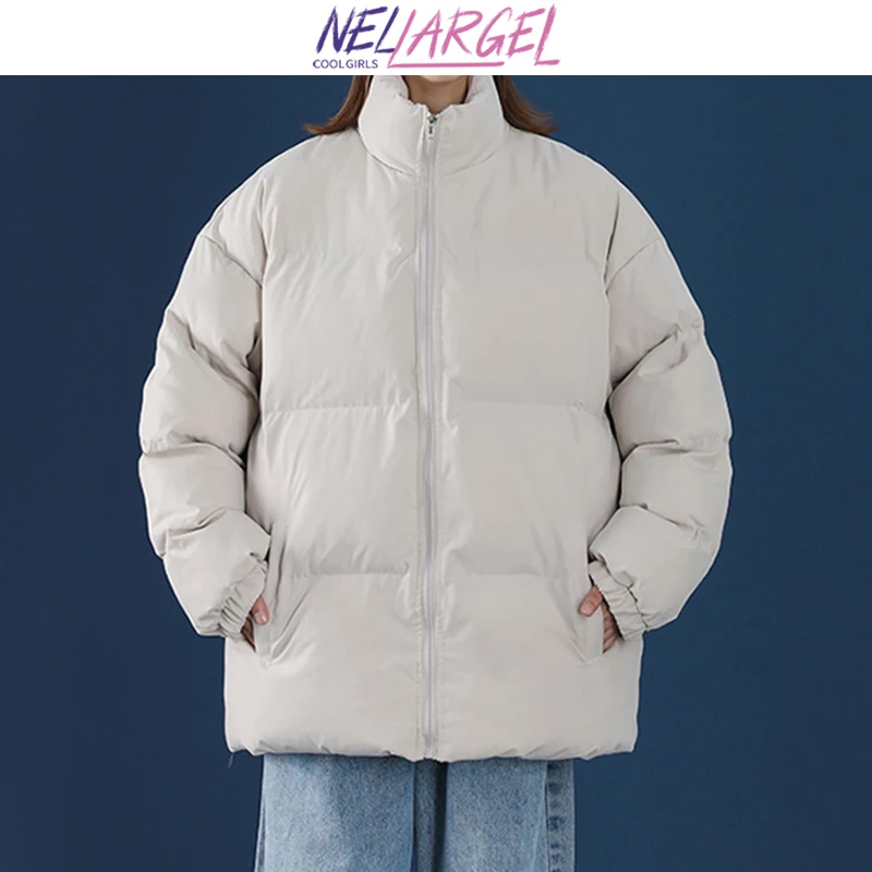 NELLARGEL Women Winter Harajuku Puffer Jacket Parkas 2022 Femal Thick Colorful Korean Bubble Coat Girl Black Bomber | Женская одежда