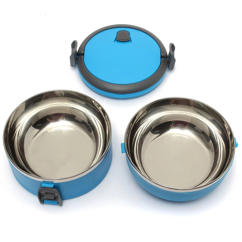 Портативный дорожный круглый 2-уровневый Ланч-бокс из нержавеющей стали 1800 мл с