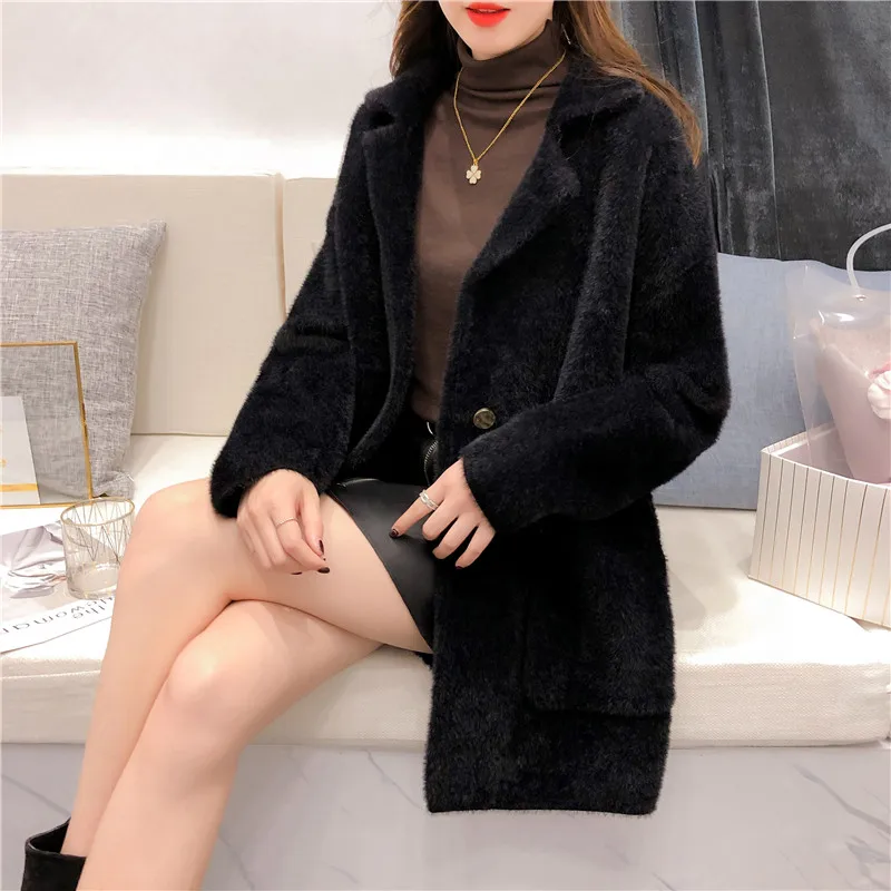 Осенне-зимняя женская одежда свитер из искусственного меха норки пальто новинка