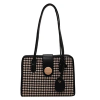 diamond lattice pattern hand shoulder bags for women casual luxury underarm houndstooth ladies tote bag sac de luxe femme