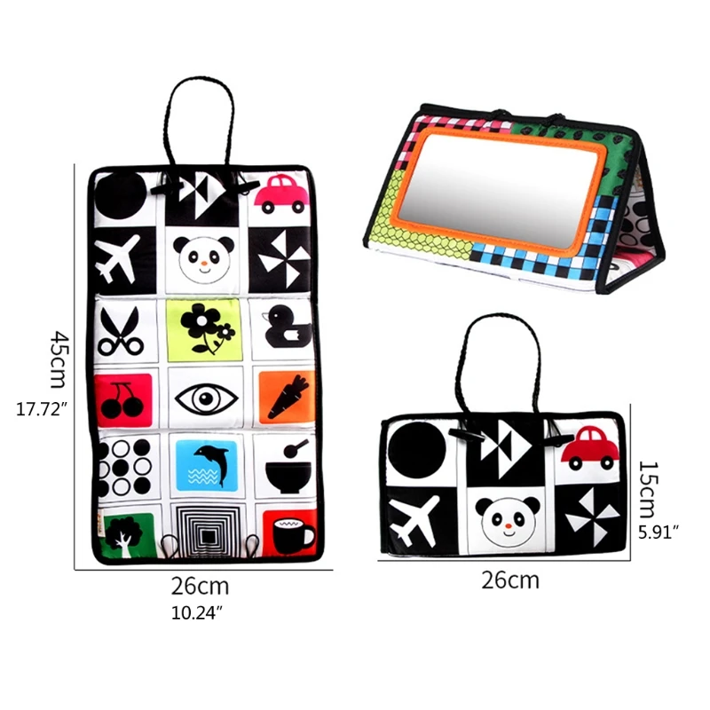 

F62D Baby Rear Facing Mirror Cloth Book Car Back Seat Rearview Mirror Car Safety Kids Monitor Hanging Pendant Toys
