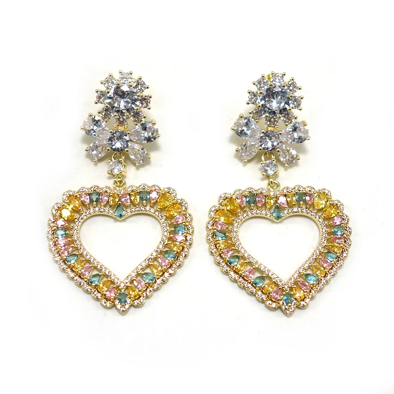 

Trendy Indian Heart-shaped Engagement Earring For Women Wedding Party African Dubai Bridal Jewelry boucle d'oreille femme Gift