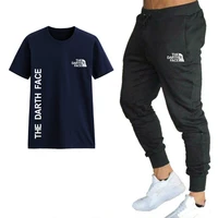 men round neck t shirt two piece suit printed unisex sports short sleeve fashion shirt sweatpants spring autumn casual tops
