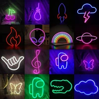 bulb ufo astronaut shape led neon light colorful art sign hanging night lamp for home party bedroom decoration xmas gift