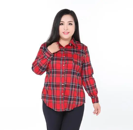 Ropa 2020 Весенняя Рабочая Рубашка клетчатые блузы размера плюс блузки для женщин 7xl