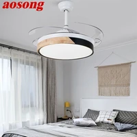 aosong ceiling fan light invisible lamp remote control modern simple cartoon led for home children bedroom