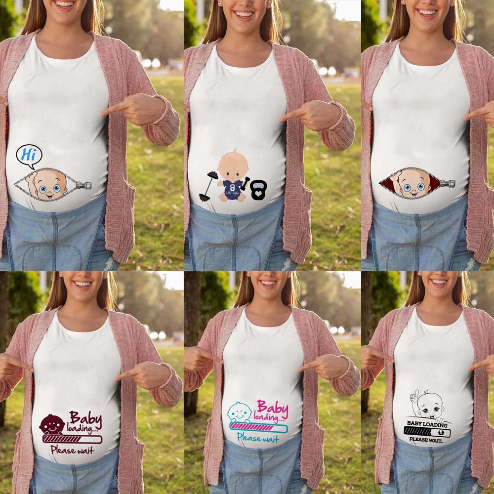 Pregnant Women Maternity T-Shirt Tops Mama Clothes Women Funny Pattern Print Pregnancy T Shirt Hot Sale T-Shirts Summer Funny