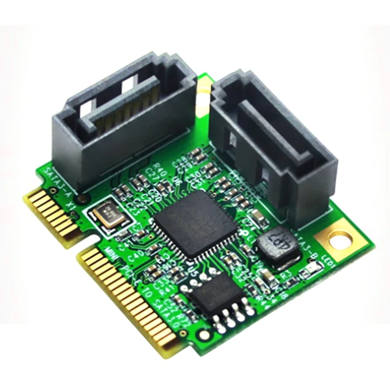 

2-Port Sata3.0 PCI-E to Sata3.0 Expansion Card Mini Interface Expansion Card Riser Card for SSD Hard Disk