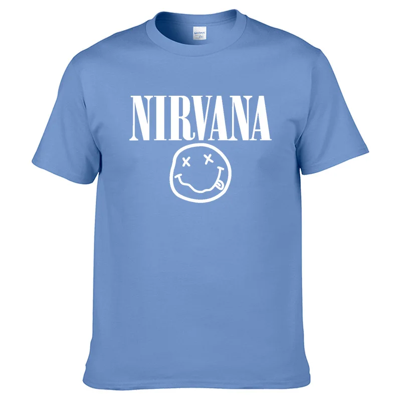 Nirvana хип-хоп Мужская футболка Летняя рок-группа Харадзюку Футболка с принтом хлопок Удобная уличная одежда Свободный Топ с круглым вырезом