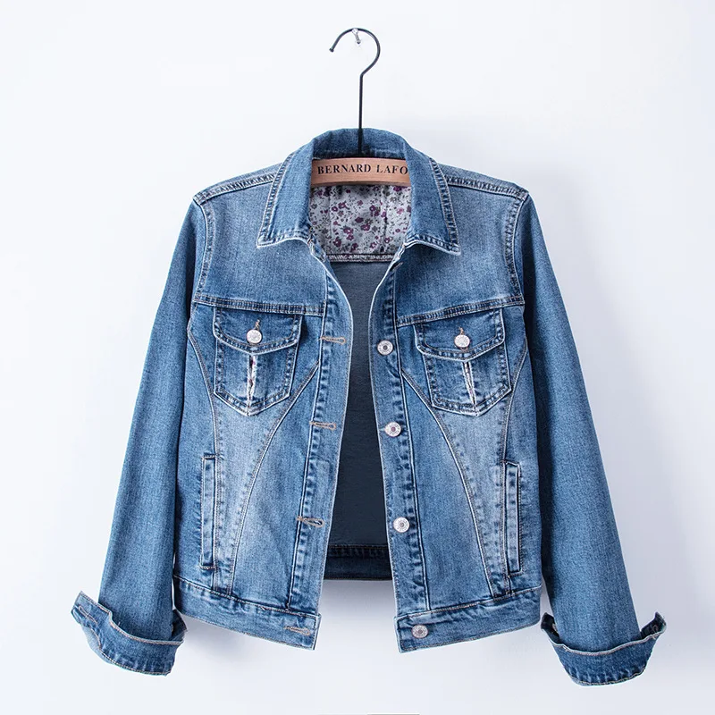 

New slim ins denim jacket women short long-sleeved Korean version of the thin Harajuku top all-match tide jacket