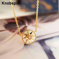 knobspin 100 925 sterling silver eight star compass white fritillaria neckchain necklaces fine jewelry for woman girl gift