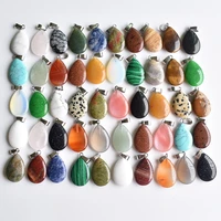 wholesale 50pcslot 2020 trendy hot sell natural stone water drop shape pendants charms for necklaces making free shipping