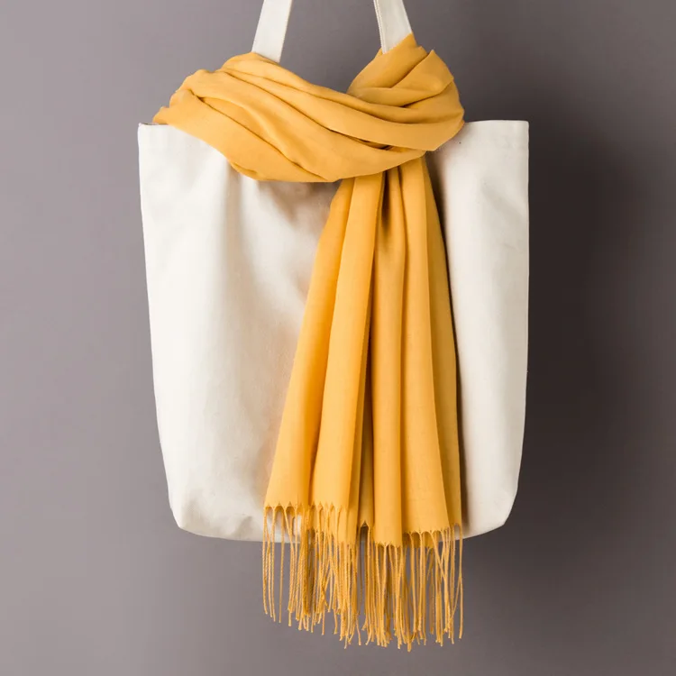Ginger Scarf Women Solid Color Cashmere Scarves with Tassel Autumn New Soft Warm Lady Girls Wraps Thin Long Scarf Female Shawl Men Scarf - Цвет: Ginger Scarf