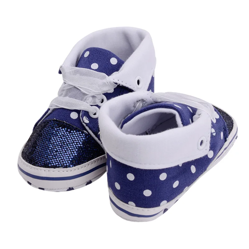 Блестящие кружевные туфли в горошек для новорожденных и маленьких девочек
