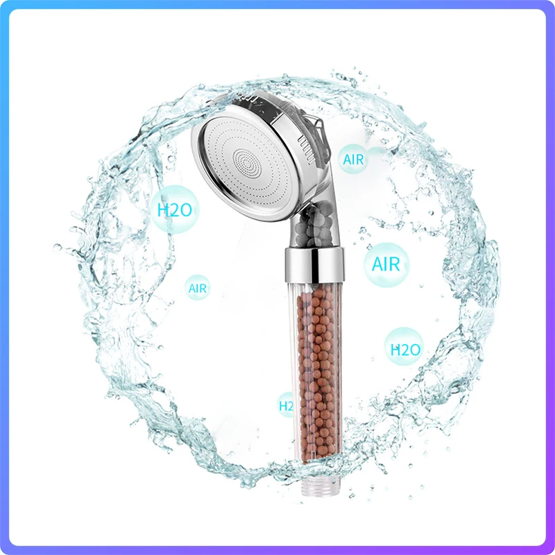 

NEW Shower Bath Head Adjustable 3 Mode High Pressure Stone Stream Handheld Shower Head With Negative Ion Activated Ceramic Balls