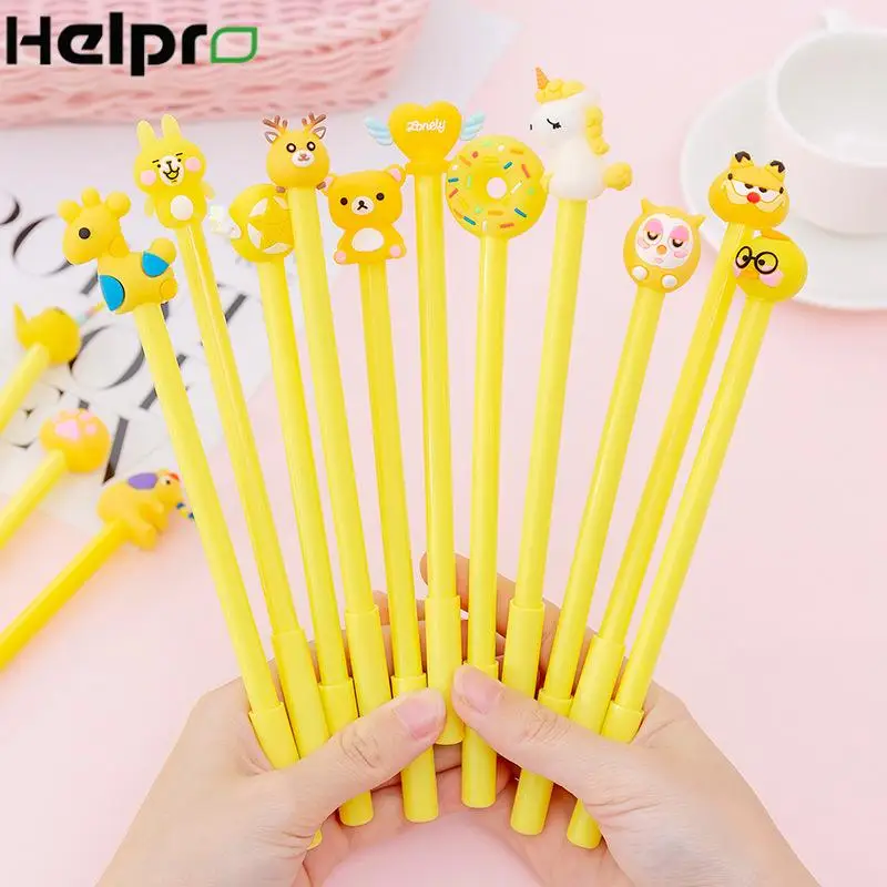 1 шт. гелевые ручки с героями мультфильмов Новинка желтые обычные милые для