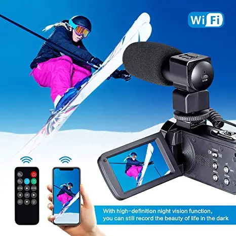 Видеокамера 4K видеокамера для YouTube с Wi Fi цифровая камера Ultra HD 48 МП микрофоном