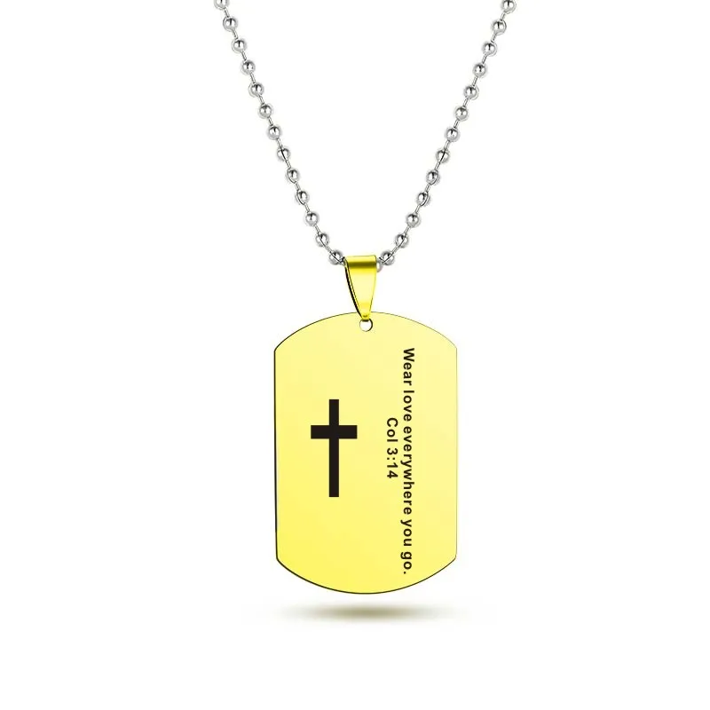 Ожерелье из нержавеющей стали с христианским крестом модное колье гравировкой в