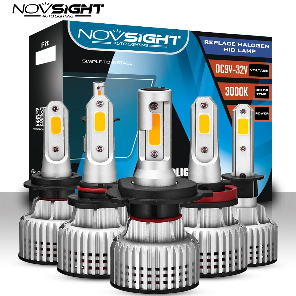 

Novsight 3000K золотисто-желтый супер яркий h4 h7 светодиодный ные лампы для фар 12 В 72 Вт 10000lm h8 h9 h11 hb3 автомобильные лампы для стайлинга автомобилей