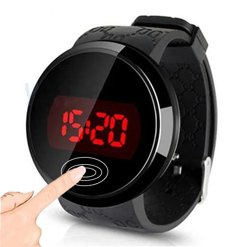 Мужские часы 2019 светодиодный водонепроницаемый круглый сенсорный экран дневная