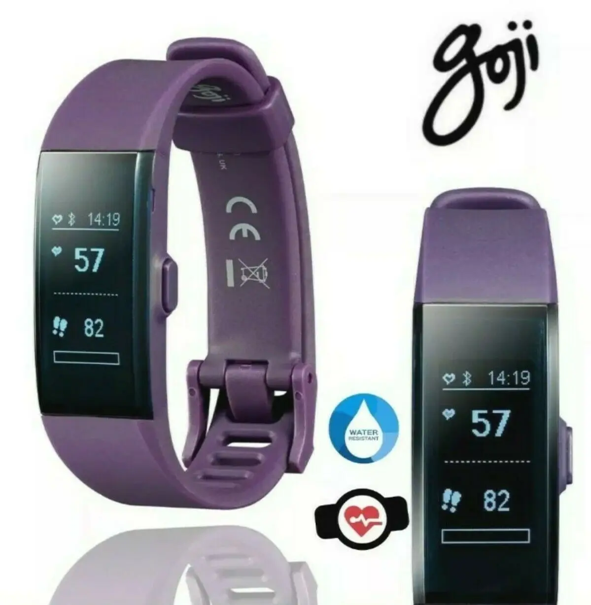 

Фитнес-трекер Годжи Go HR, монитор, умные часы, шагомер, Bluetooth, фиолетовый цвет