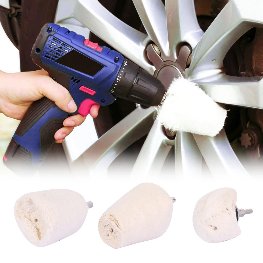 

10pcs Car Polishing Cone Buffing cloth wheel Pad Auto Waxing Wool Polishing Disc Hub Beauty Cleaning Tool For Polisher Adapter