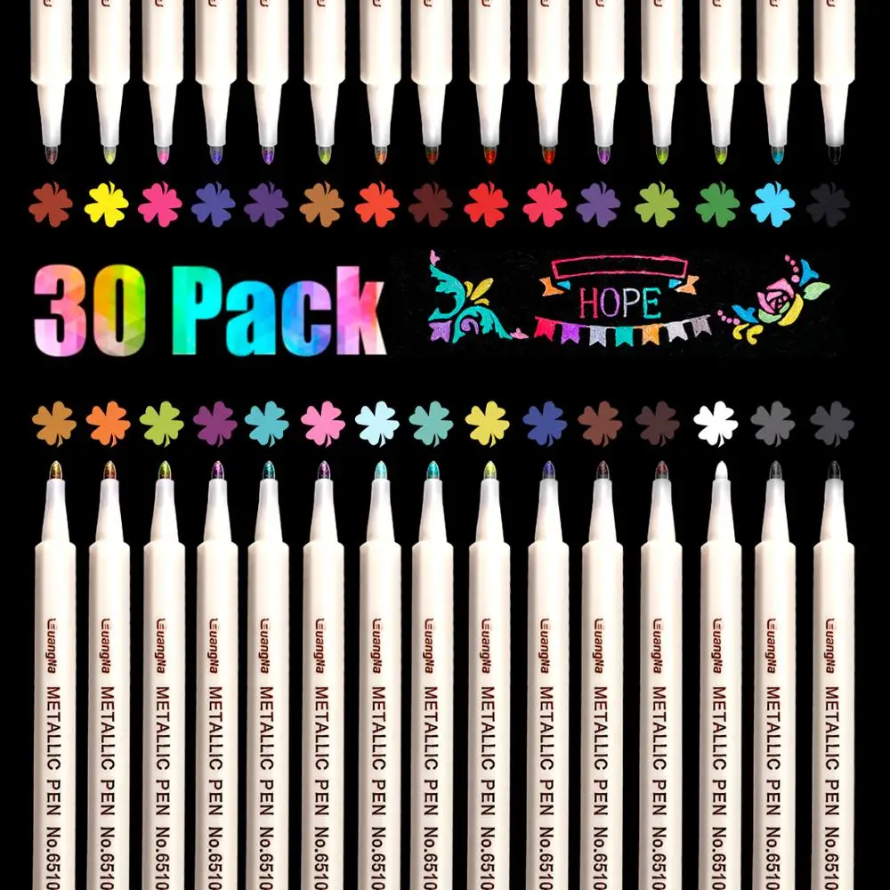 

20,30 Colours Metallic Marker Pens for Glass Paint Rock Painting Stone DIY Card Making Plastic Pottery Wood Metal Surface