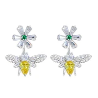 original little bee earrings s925 silver daisy zircon earrings 2021 women fashion diy jewelry valentines day gift free shipping