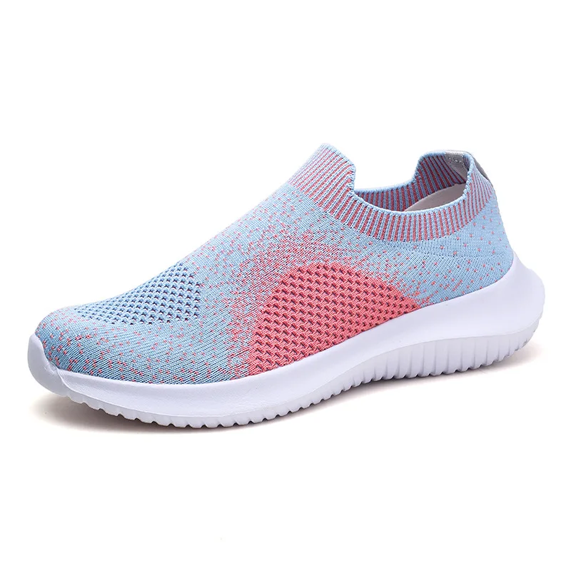 

2021women's Summer Flat Shoes Knit Casual Slip on Vulcanized Shoes Female Mesh Soft Breathable Mom Sneaker Zapatos De Mujer