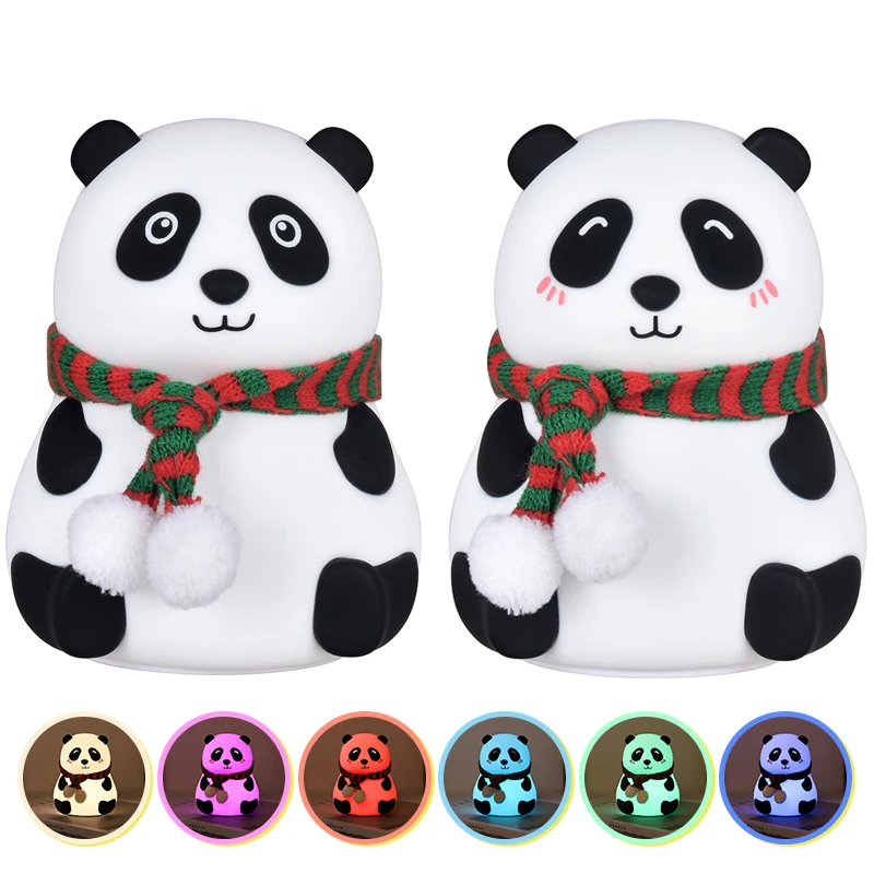Panda Night Night Touch Sensor Colorful LED Desk Lamp Cartoon Silicone USB Rechargeable Children Baby Bedroom Bedside Lamp Gift panda led night light touch sensor colorful cartoon silicone lamp usb rechargeable bedroom bedside lamp for children kids