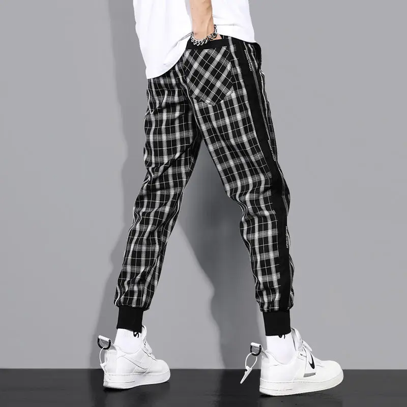 

Casual Pants 2020 Summer Youth Korean Plaid Ankle-Tied Casual Loose All -Matching Long Pants