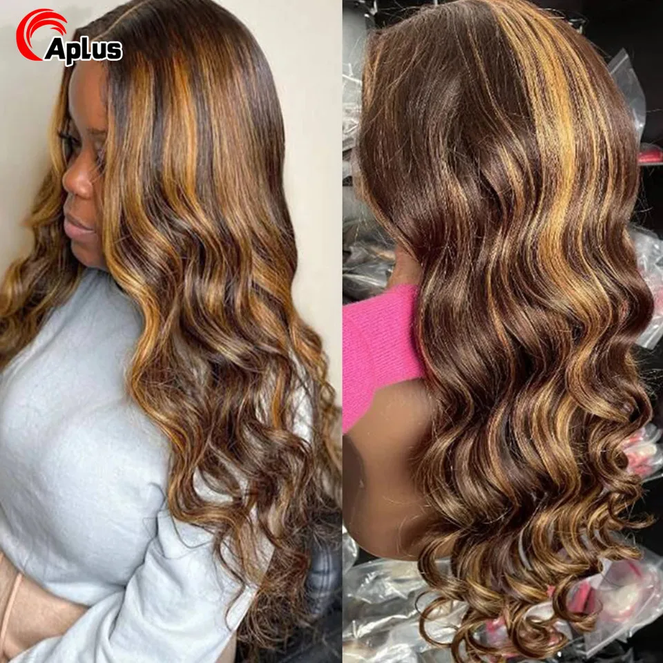 Body Wave Lace Front Wig Brazilian Colored Human Hair Wigs For Women Honey Blonde Highlight 30 Inch Full Hd Glueless Lace Wigs