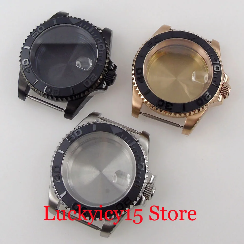 

100 м Водонепроницаемый 40 мм корпус для часов с автоматическим подзаводом подходит NH35A NH36A YM матовый вставка 120 нажмите Unidirectiona безелем из сапф...