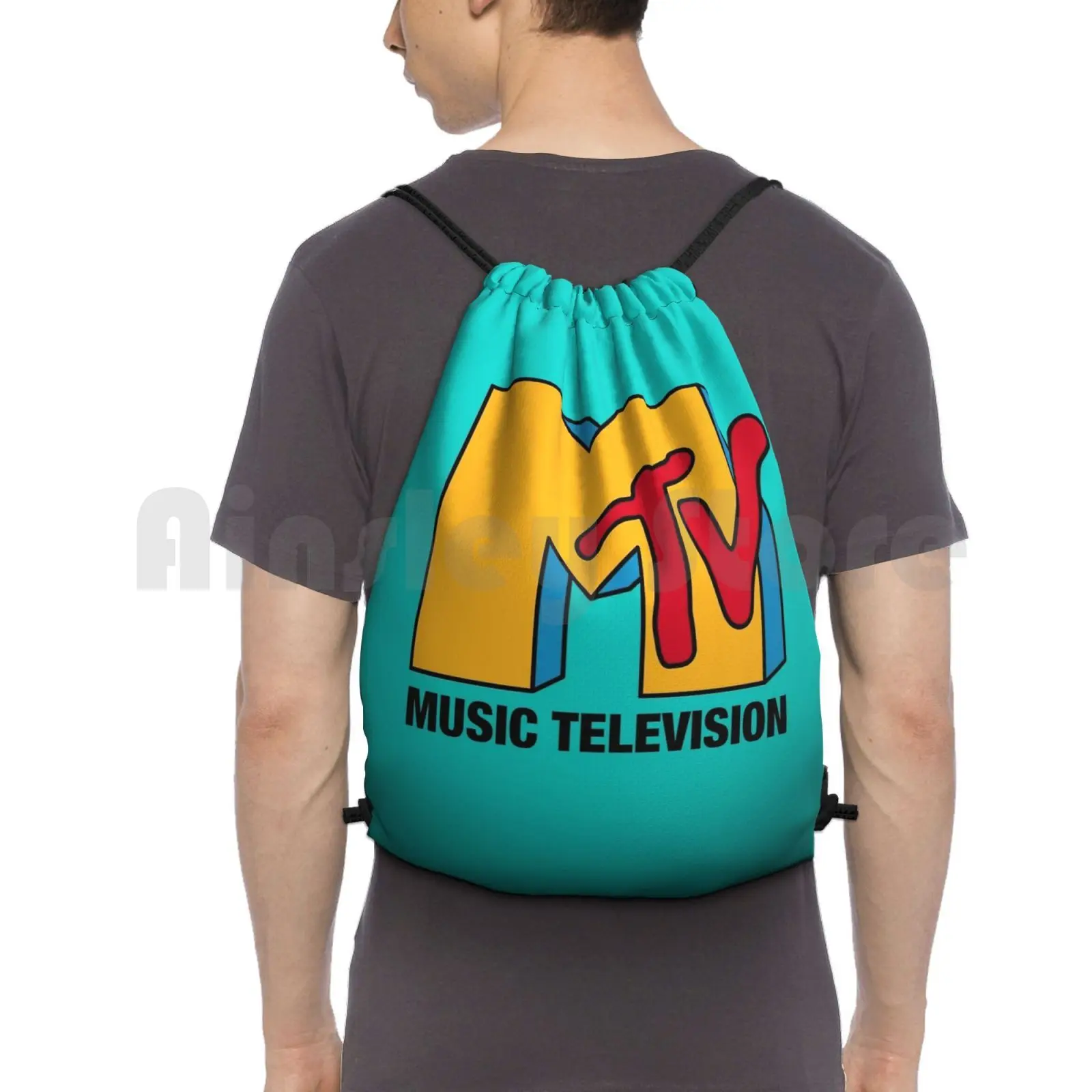 Mtv Classic Logo Backpack Drawstring Bags Gym Bag Waterproof Mtv Music Music Retro 80S 90S Logo Icon Rap New Wave Punk