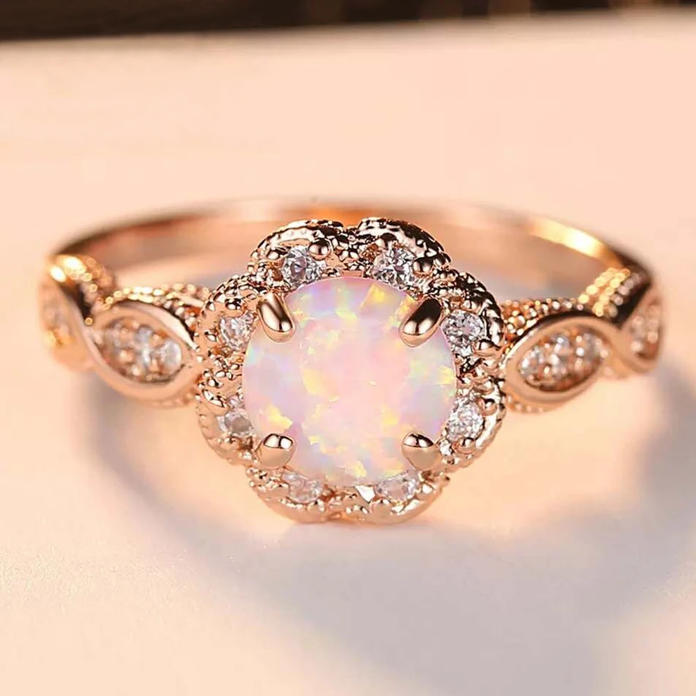 Женское кольцо с цветком из австралийского кристалла Подарок на годовщину