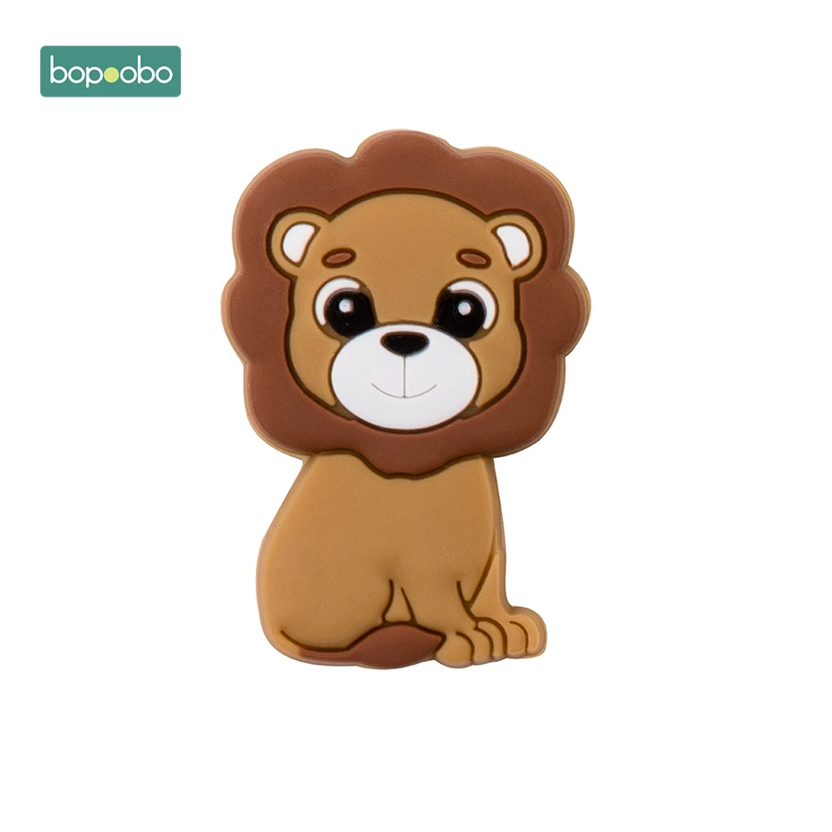 Brown Lion Bopoobo 3 шт. Силиконовые Прорезыватели для еды силиконовые мини бусины в форме льва Bpa Бесплатно Детские Прорезыватели Для DIY Соска-подвеска грызуны бусины - Цвет: Brown Lion
