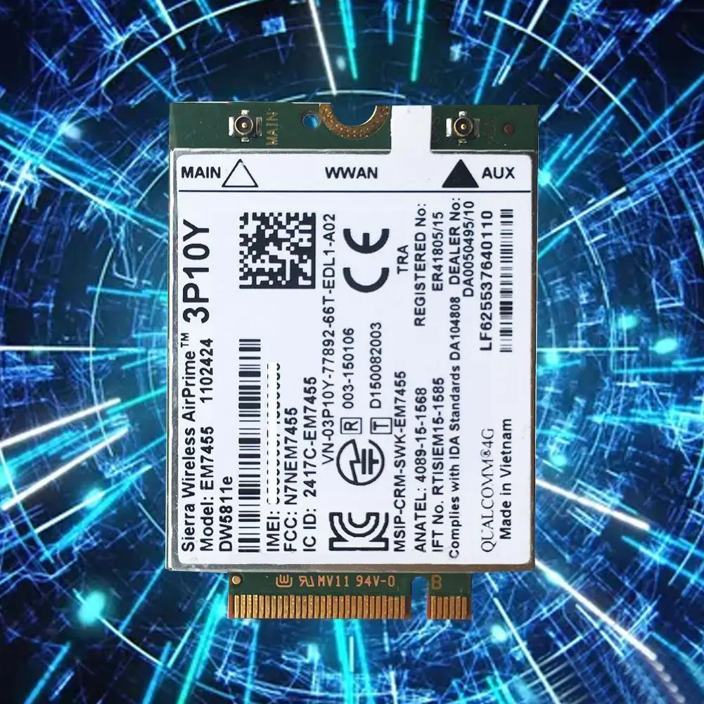 

3P10Y Sierra Wireless Airprime EM7455 LTE 4G WWAN Card GPRS/EDGE For Dell EM7455 Gobi6000 HSDPA/HSPA+ Module Card WWAN Sier Q6B4
