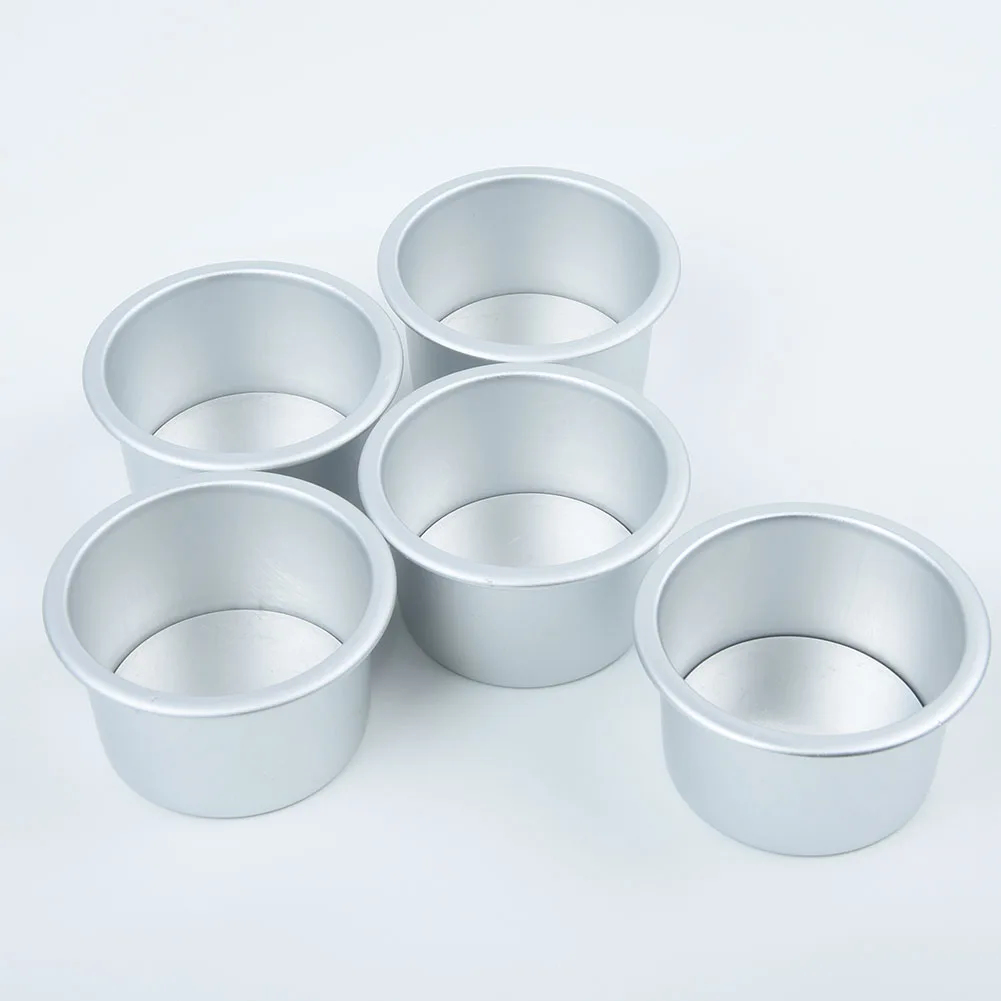 5Pcs/Set 2.5 Inch Mini Cake Mold Cup Aluminum Alloy Cake Baking Mold With Removable Bottom DIY Nonstick Food Grade Cake Mold