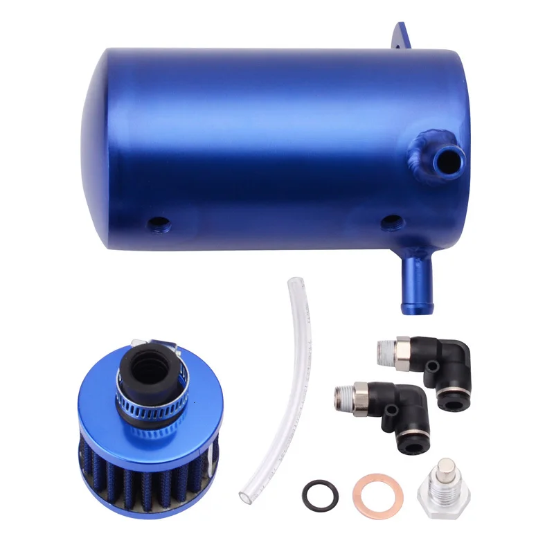 0.5L Universal Oil Catch Can Aluminum Racing Reservoir Breather Fuel Tank With Air Filter Engine Parts | Автомобили и мотоциклы