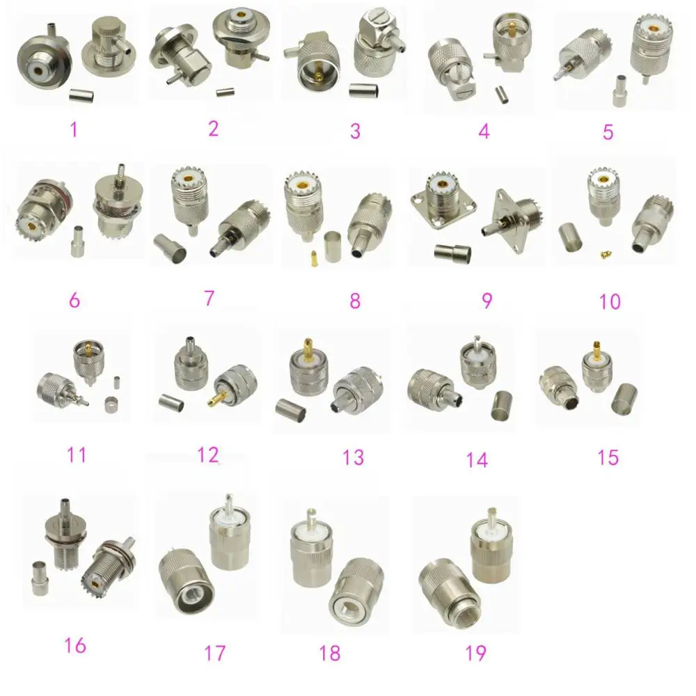 Коннектор UHF PL259 SO239 штекер и гнездо обжимной RG174 RG316 / RG58 RG142 LMR195 RG8X LMR240 RG5 RG6 RG8 LMR400 1
