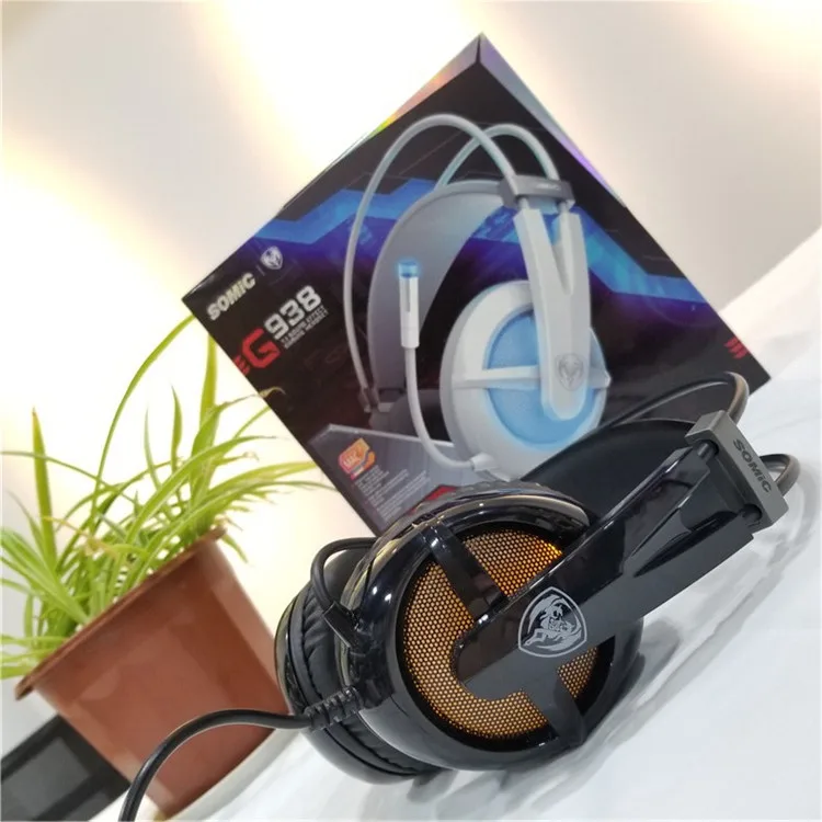 Somic G938 USB Virtual 7,1 стерео проводные Игровые наушники с микрофоном игровая гарнитура за уши для ноутбука компьютера геймера