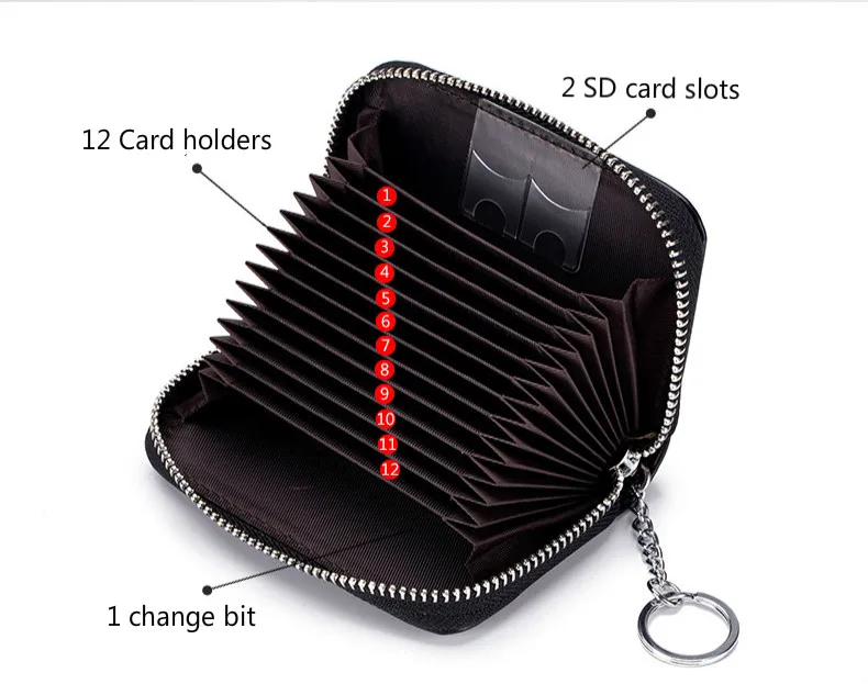 Bisi Goro/вышитым сердцем леди RFID Органы Чехол-портмоне с отделением для карт сканер-доказательство SD карты мульти-функциональный натуральная кожа мини кошелек для монет
