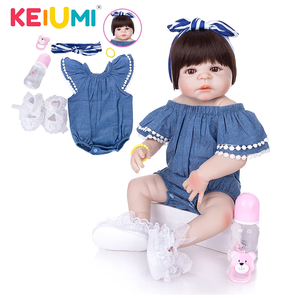 Реалистичная кукла реборн KEIUMI 57 см полностью силиконовая виниловая