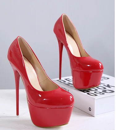

Nightclub queen sexy high heeled shoes patent leather shallow mouth thin heeled nightclub shoes color matching high heeled
