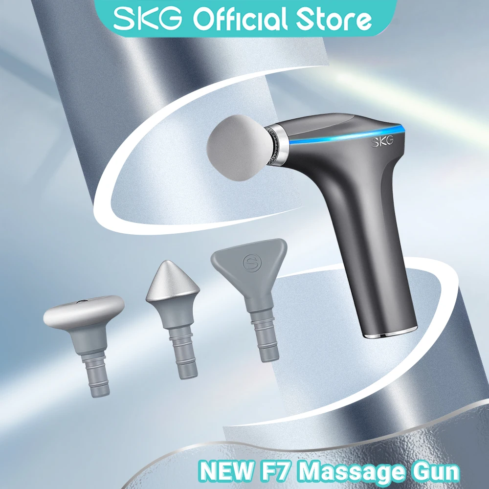 

SKG Massage Gun F7 Relax Muscles Hot Compress High Frequency Amplitude 4 Massage Heads Light Weight Relief Pain Fitness Yibo