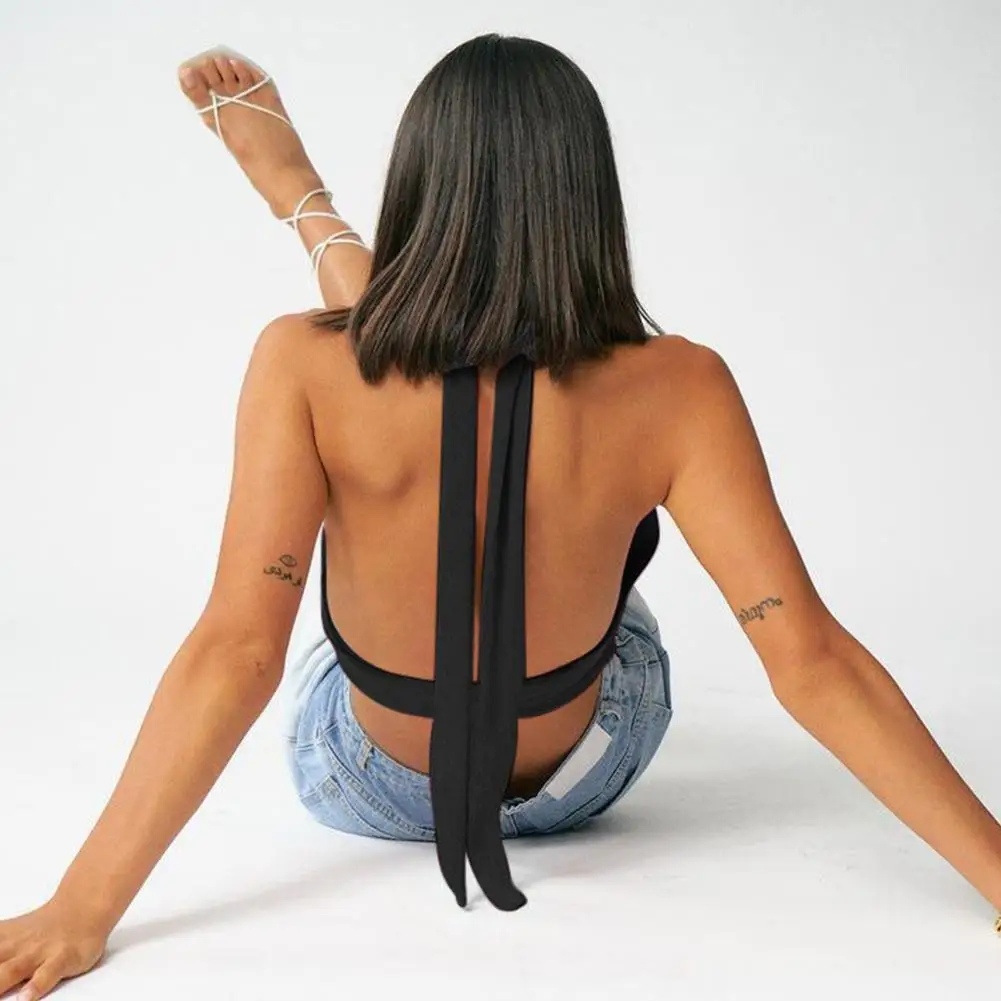

Summer New Fashion Y2K Sleeveless Backless Off Shoulder Crop Tops V Neck Sexy Skinny Tank Tops Women Club Streetwear